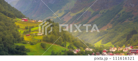 Norway village and fjord landscape Norway village and fjord landscape 111616321