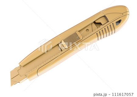 Golden Heavy Duty Utility Knife, 3D rendering Golden Heavy Duty Utility Knife, 3D rendering 111617057