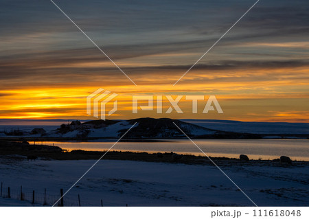 Sunset at the Myvatn lake, North Iceland Sunset at the Myvatn lake, North Iceland 111618048