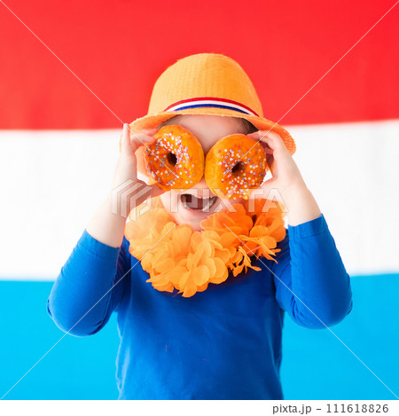 Kids supporting Netherlands sport team Kids supporting Netherlands sport team 111618826