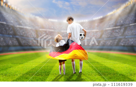 Germany football team supporter on stadium. 111619339