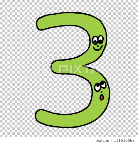 顔つきのかわいいカラフルな数字3 111619668