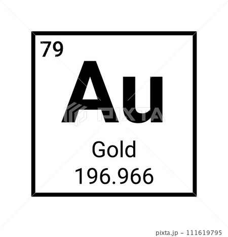 Periodic table element chemical symbol aurum molecule chemistry vector atom icon 111619795