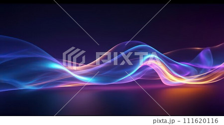AI-generated content. Abstract Flowing blue and purple Neon wave on Dark Background 111620116