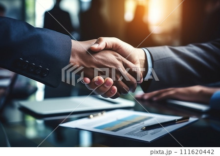 AI-generated content. Close up handshake between executives sealing deals with mutual trust and partnership. Generative AI AI-generated content. Close up handshake between executives sealing deals with mutual trust and partnership. Generative AI 111620442