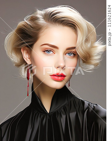 AI-generated content. portrait of a 20-year-old woman with creative makeup 111621624