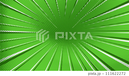 Abstract bright green halftone dotted retro comic background with dots and stripes. Fresh nature summer pop art texture for poster, banner or presentation design 111622272