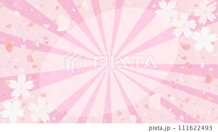 桜の花びらが舞うおしゃれな横長フレーム 春イメージ 桜の花びらが舞うおしゃれな横長フレーム 春イメージ 111622493