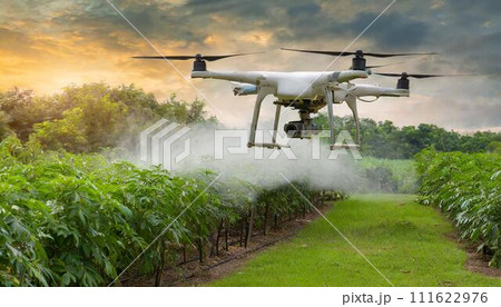 ドローンによる農薬散布 ドローンによる農薬散布 111622976