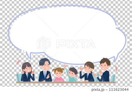 A group of young people with a fun atmosphere, with speech bubbles A group of young people with a fun atmosphere, with speech bubbles 111623044
