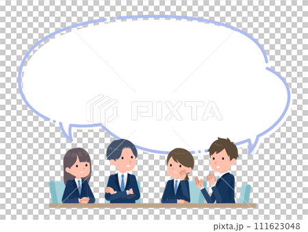 Student group discussing with speech bubble 111623048
