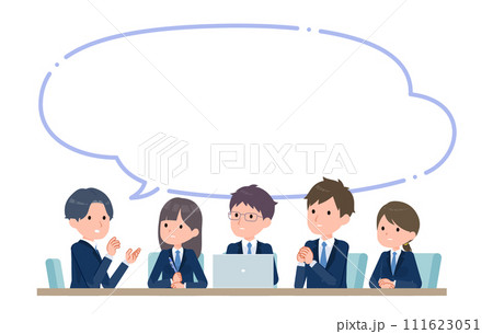 真剣に会議する学生たち A 吹き出し付き 真剣に会議する学生たち A 吹き出し付き 111623051