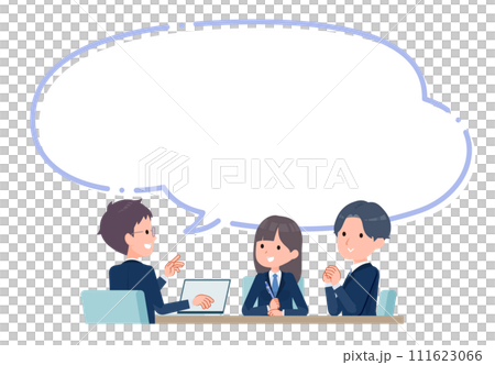 Three students talking with speech bubble Three students talking with speech bubble 111623066