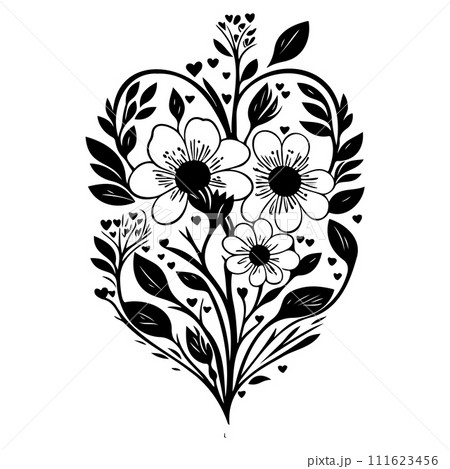 love heart flower floral valentine illustration sketch draw love heart flower floral valentine illustration sketch draw 111623456