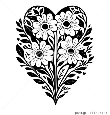 love heart flower floral valentine illustration sketch draw love heart flower floral valentine illustration sketch draw 111623483