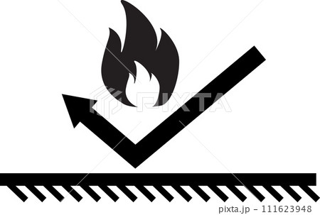 Fire resistant coating icon. Fire safety sign. Fire-resistant materials symbol. Non-flammable chemicals logo. flat style. 111623948