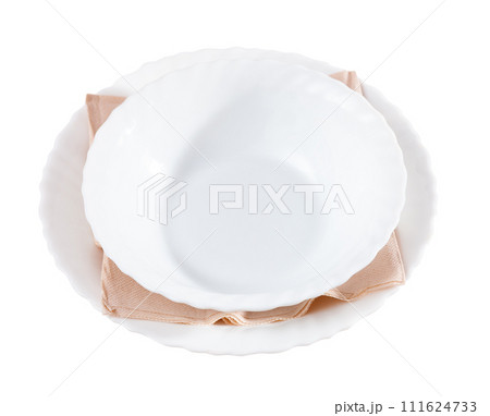 Dishes are prepared for meals on wooden table. Dishes are prepared for meals on wooden table. 111624733