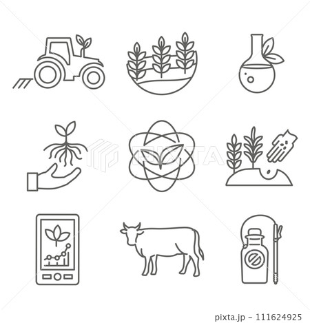 Sustainable Farming Icon Set with Maximizing Soil Coverage and Integrate Livestock-Examples for Regenerative Agriculture Icon Set 111624925