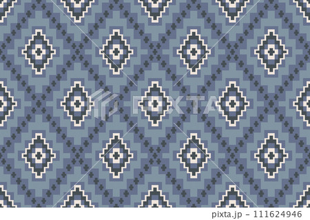 Navajo tribal vector seamless pattern. Native American ornament. Ethnic South Western decor style. Boho geometric ornament. Vector seamless pattern. Mexican blanket, rug. Woven carpet illustration. Navajo tribal vector seamless pattern. Native American ornament. Ethnic South Western decor style. Boho geometric ornament. Vector seamless pattern. Mexican blanket, rug. Woven carpet illustration. 111624946