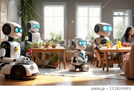 ロボットのいる生活　ロボット　ライフスタイル　家族　人物　子供 111624983