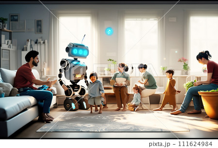 ロボットのいる生活　ロボット　ライフスタイル　家族　人物　子供 111624984