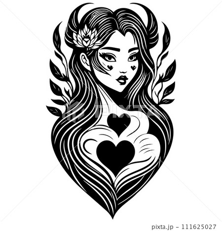 girl love heart valentine illustration sketch draw girl love heart valentine illustration sketch draw 111625027