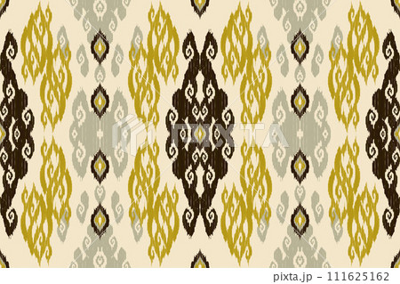 Ikat tribal Indian seamless pattern. Ethnic Aztec fabric carpet mandala ornament native boho chevron textile.Geometric African American oriental traditional vector illustrations. Embroidery style. 111625162