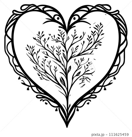 Love heart ornament flower valentine illustration draw Love heart ornament flower valentine illustration draw 111625459