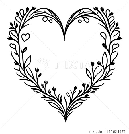 Love heart ornament flower valentine illustration draw  111625471