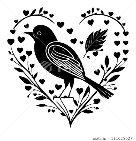 bird valentine heart love illustration draw black bird valentine heart love illustration draw black 111625627