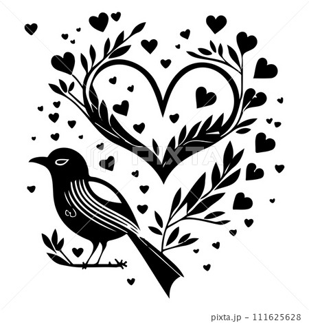 bird valentine heart love illustration draw black bird valentine heart love illustration draw black 111625628