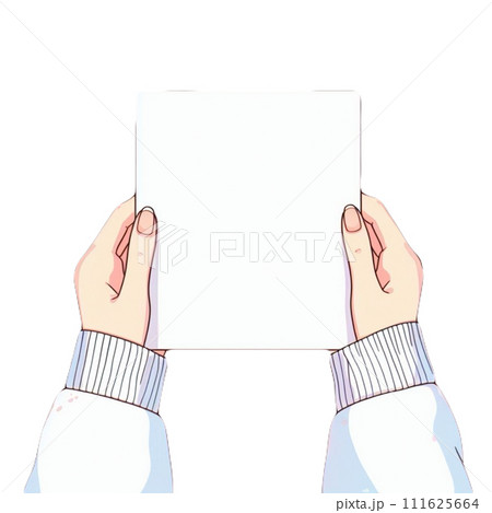 女性が白い紙を持っているイラスト　 111625664