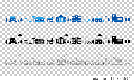 シンプルな街並みのイラストセット 111625694
