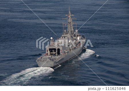 来島海峡大橋を通過する護衛艦まきなみ 111625846