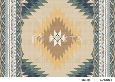Navajo tribal vector seamless pattern. Native American ornament. Ethnic South Western decor style. Boho geometric ornament. Vector seamless pattern. Mexican blanket, rug. Woven carpet illustration. 111626004