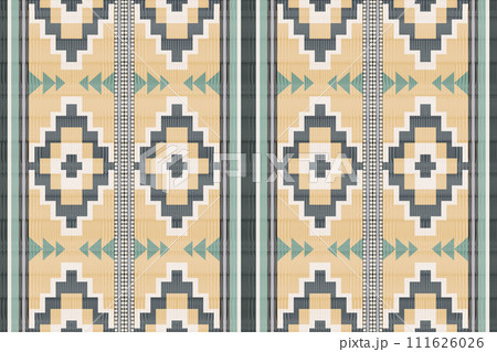 Navajo tribal vector seamless pattern. Native American ornament. Ethnic South Western decor style. Boho geometric ornament. Vector seamless pattern. Mexican blanket, rug. Woven carpet illustration. Navajo tribal vector seamless pattern. Native American ornament. Ethnic South Western decor style. Boho geometric ornament. Vector seamless pattern. Mexican blanket, rug. Woven carpet illustration. 111626026