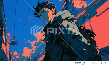 横顔の男子 学生 新社会人 街なか背景 横顔の男子 学生 新社会人 街なか背景 111626193