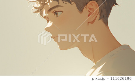 横顔の男子 学生 新社会人 シンプル白背景 横顔の男子 学生 新社会人 シンプル白背景 111626196