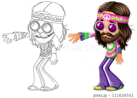 Groovy Hippie Fashion Illustration 111626501