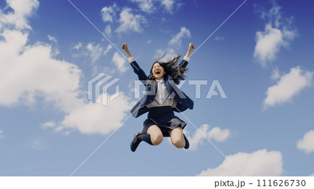 AI画像生成　ジャンプする女性 111626730