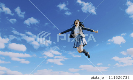 AI画像生成　ジャンプする女性 111626732