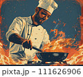 Vintage poster of a passionate chef creating a biomass and maple syrup fusion cuisine ai generated 111626906