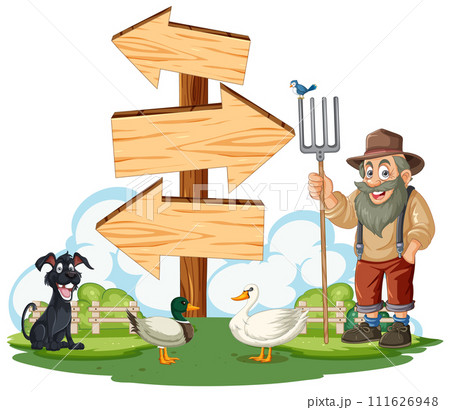 Friendly Farmer at the Crossroads 111626948