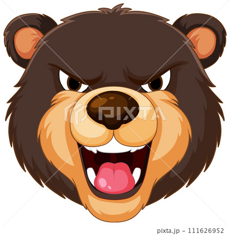 Fierce Cartoon Bear Head Illustration 111626952