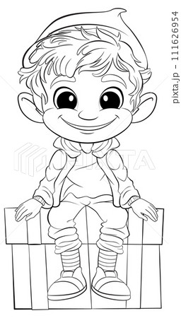 Cheerful Elf Sitting on a Fence 111626954