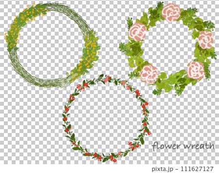 カラフルな春の花のリース 111627127