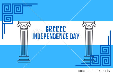 Greece national day banner for independence day anniversary. Flag of greece with modern geometric retro abstract design Greece national day banner for independence day anniversary. Flag of greece with modern geometric retro abstract design 111627415