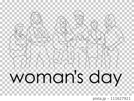 国際女性デー,線画,女性,しなやか,美しく強い,ハート,人々,複数 国際女性デー,線画,女性,しなやか,美しく強い,ハート,人々,複数 111627921