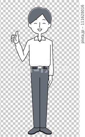 Thumbs up man in white shirt 111628016