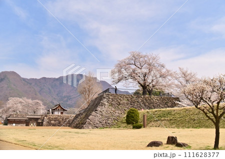 春の松代城跡の北不明門と戌亥櫓台 111628377